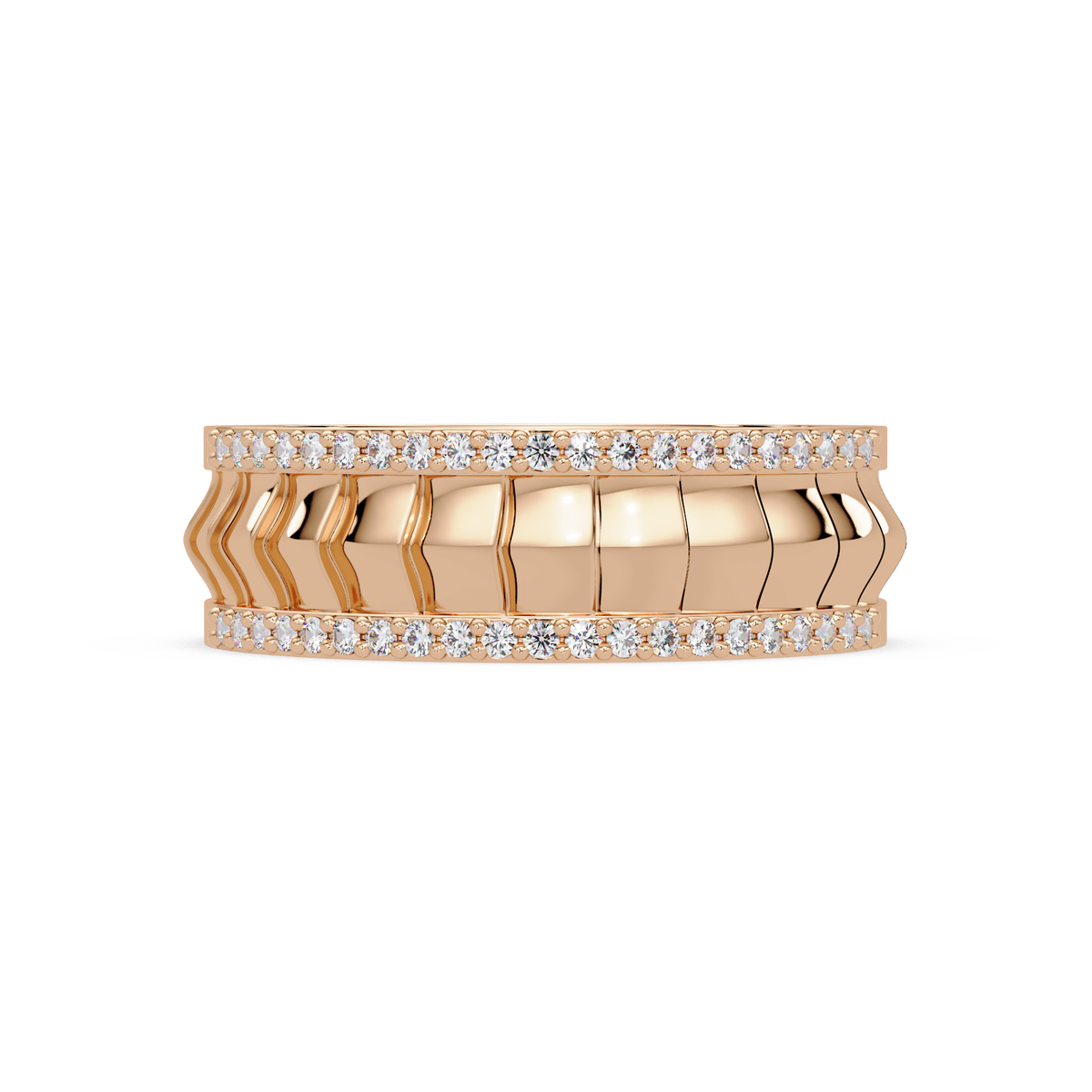 Round Lab grown Diamond Border Sculpted Band Ring - HIGHCARAT DIAMONDS