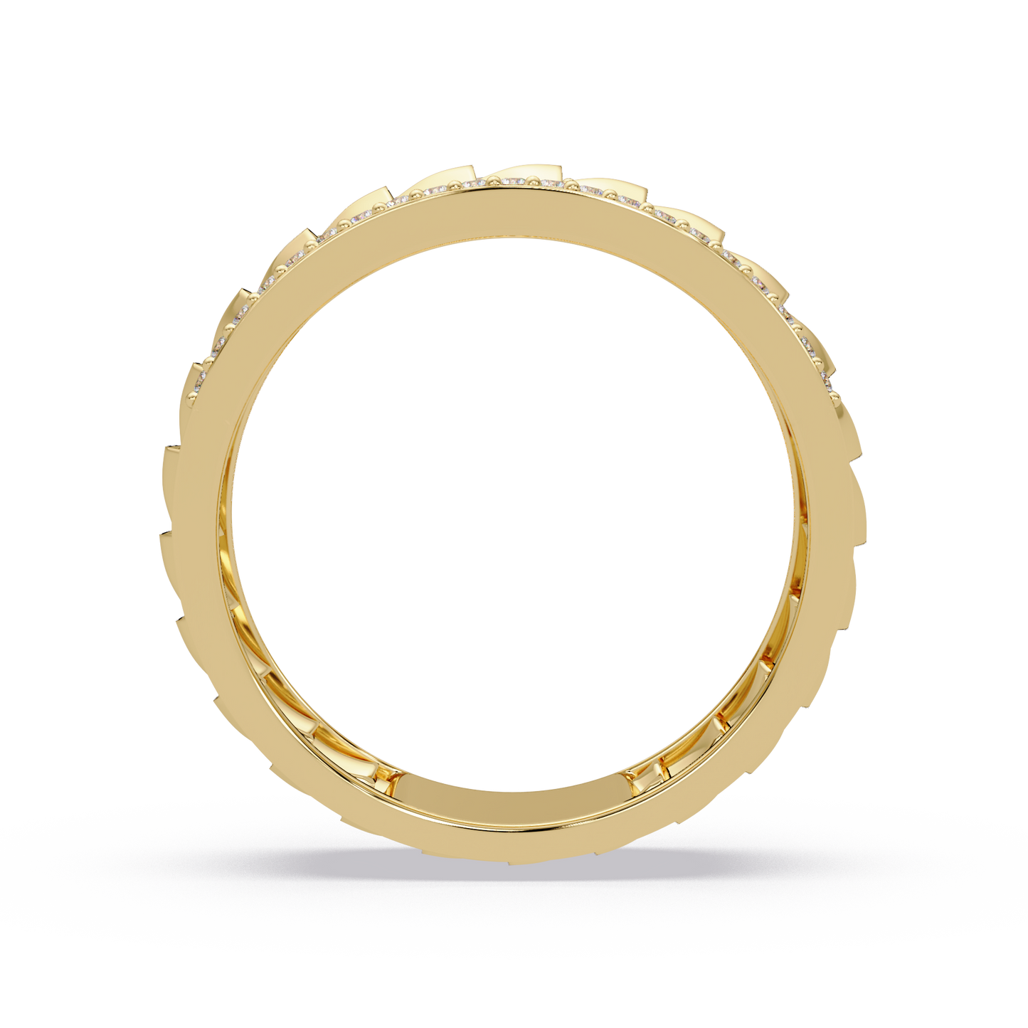 Round Lab grown Diamond Border Sculpted Band Ring - HIGHCARAT DIAMONDS