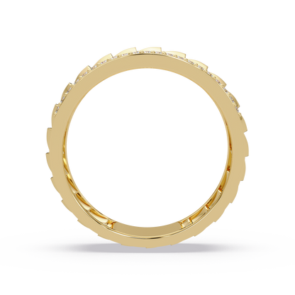 Round Lab grown Diamond Border Sculpted Band Ring - HIGHCARAT DIAMONDS