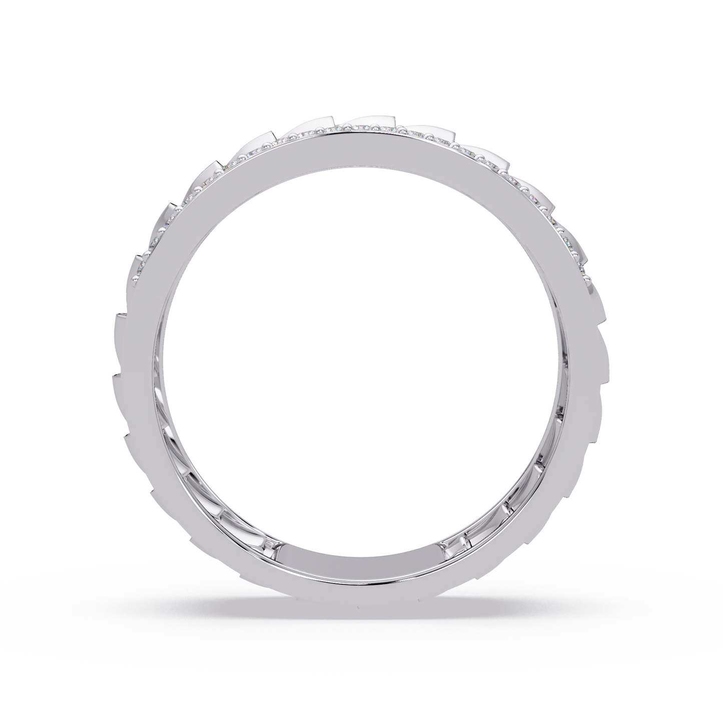 Round Lab grown Diamond Border Sculpted Band Ring - HIGHCARAT DIAMONDS