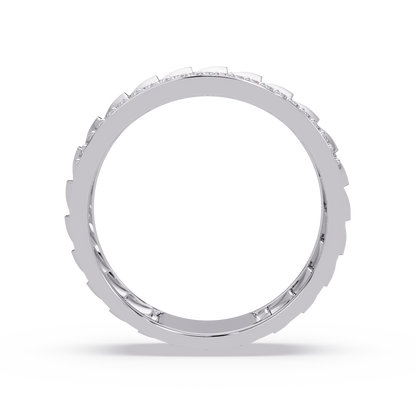 Round Lab grown Diamond Border Sculpted Band Ring - HIGHCARAT DIAMONDS