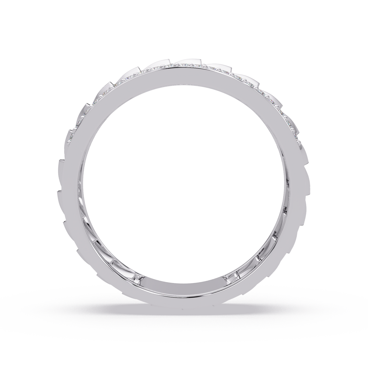 Round Lab grown Diamond Border Sculpted Band Ring - HIGHCARAT DIAMONDS