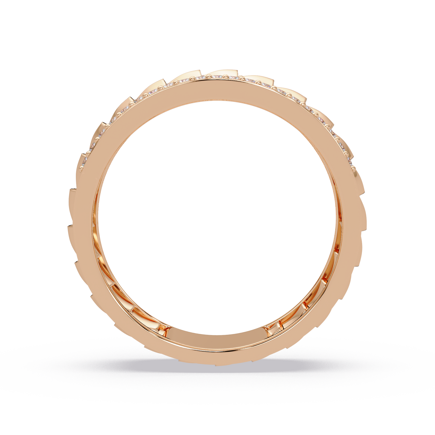 Round Lab grown Diamond Border Sculpted Band Ring - HIGHCARAT DIAMONDS