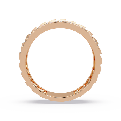 Round Lab grown Diamond Border Sculpted Band Ring - HIGHCARAT DIAMONDS