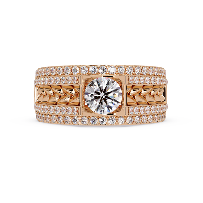 Round Lab grown Diamond Center Wide Band Ring - HIGHCARAT DIAMONDS