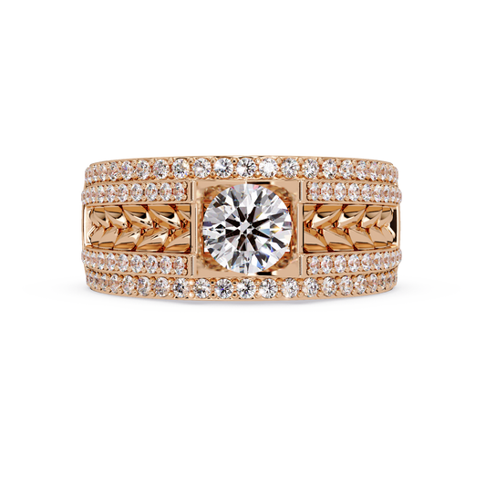 Round Lab grown Diamond Center Wide Band Ring - HIGHCARAT DIAMONDS
