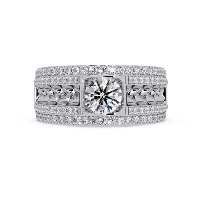 Round Lab grown Diamond Center Wide Band Ring - HIGHCARAT DIAMONDS