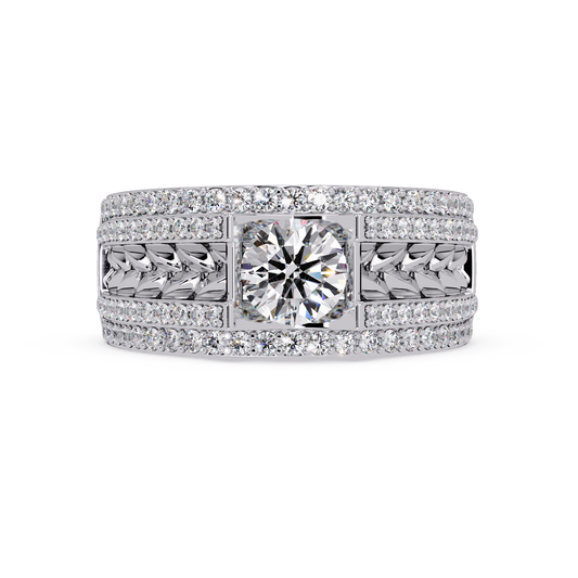 Round Lab grown Diamond Center Wide Band Ring - HIGHCARAT DIAMONDS