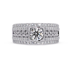 Round Lab grown Diamond Center Wide Band Ring - HIGHCARAT DIAMONDS