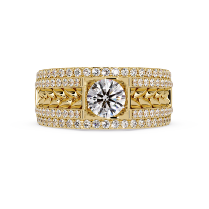 Round Lab grown Diamond Center Wide Band Ring - HIGHCARAT DIAMONDS