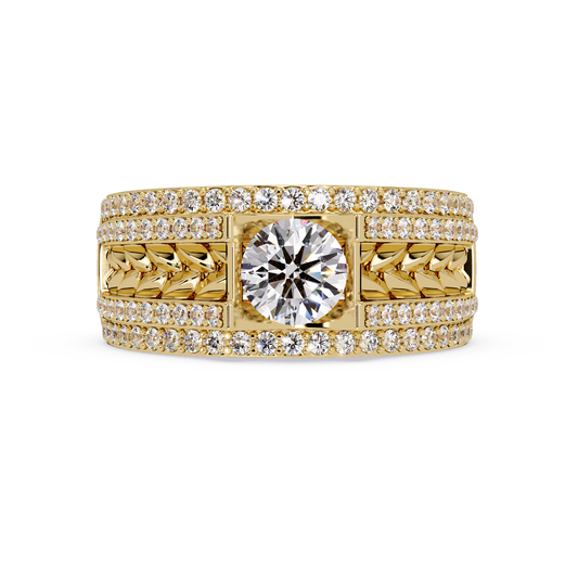 Round Lab grown Diamond Center Wide Band Ring - HIGHCARAT DIAMONDS