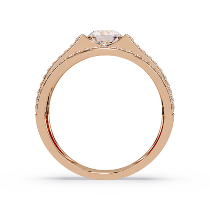 Round Lab grown Diamond Center Wide Band Ring - HIGHCARAT DIAMONDS