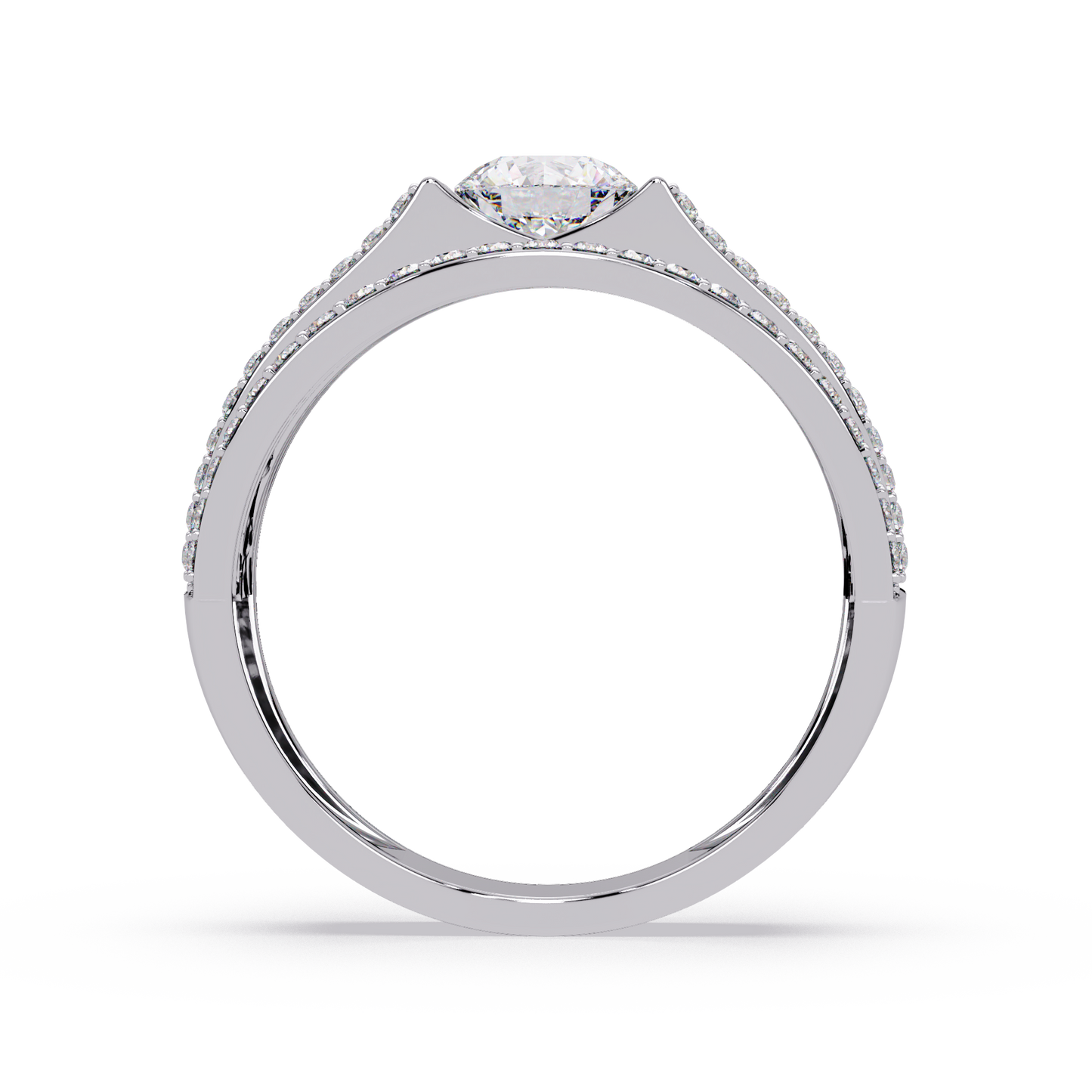 Round Lab grown Diamond Center Wide Band Ring - HIGHCARAT DIAMONDS