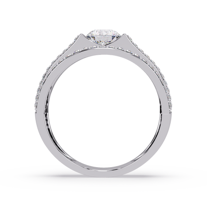 Round Lab grown Diamond Center Wide Band Ring - HIGHCARAT DIAMONDS