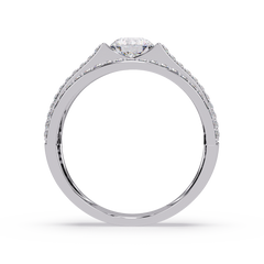 Round Lab grown Diamond Center Wide Band Ring - HIGHCARAT DIAMONDS