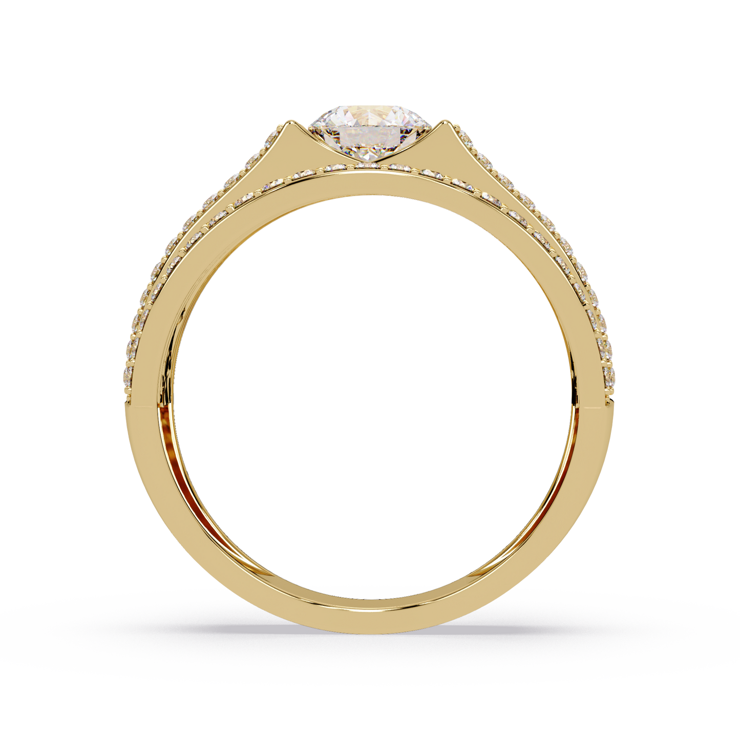Round Lab grown Diamond Center Wide Band Ring - HIGHCARAT DIAMONDS