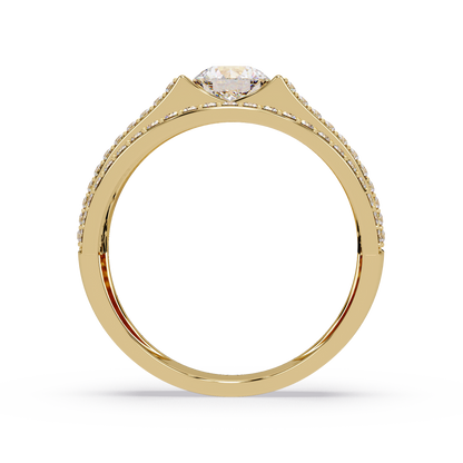 Round Lab grown Diamond Center Wide Band Ring - HIGHCARAT DIAMONDS