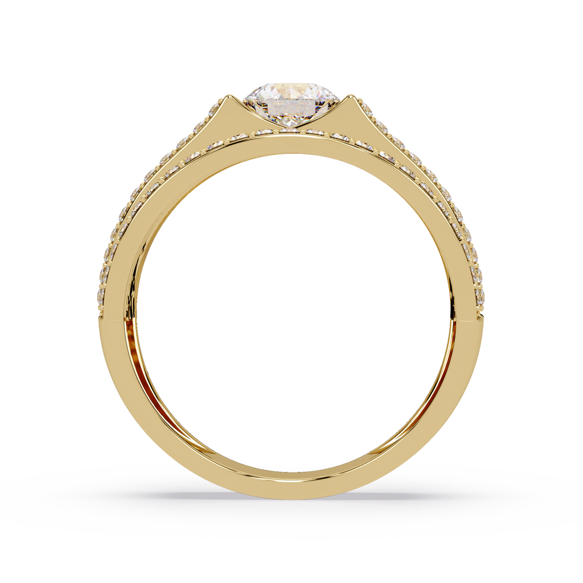 Round Lab grown Diamond Center Wide Band Ring - HIGHCARAT DIAMONDS
