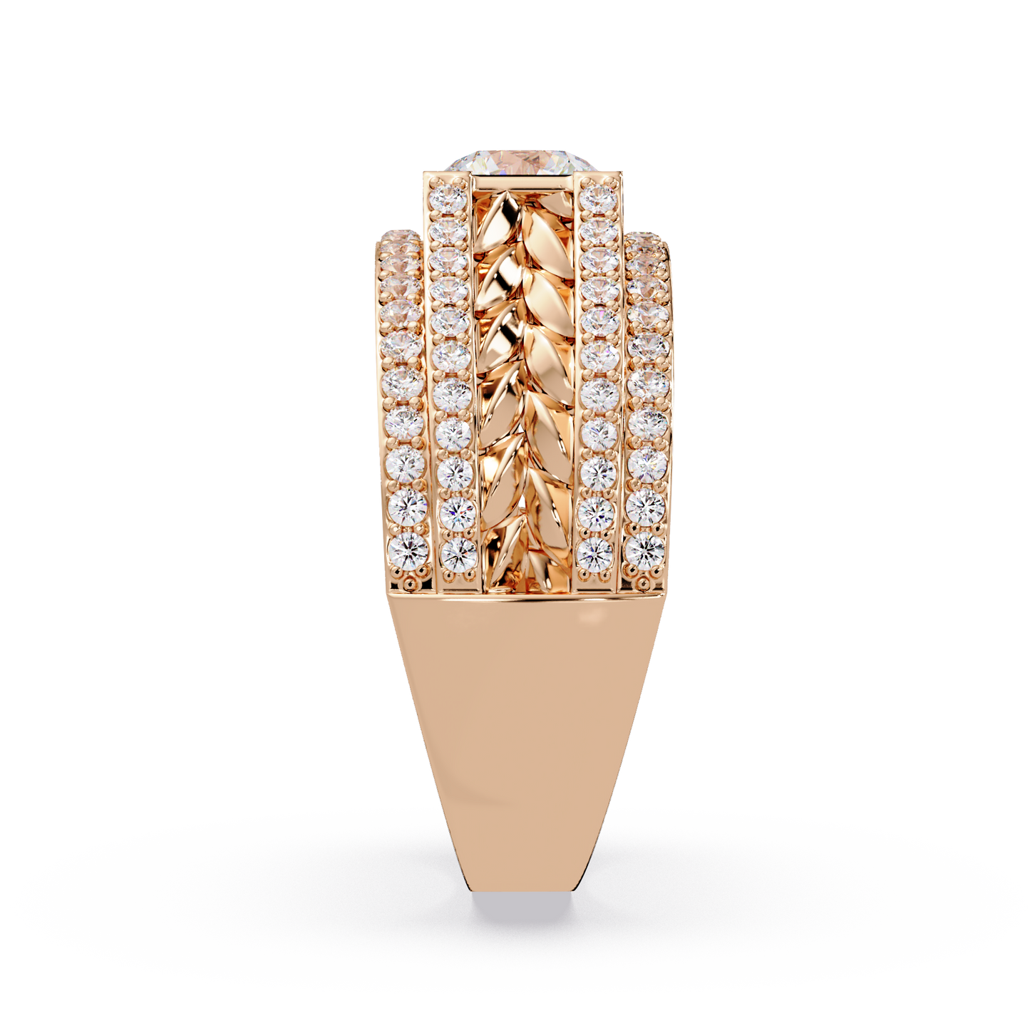 Round Lab grown Diamond Center Wide Band Ring - HIGHCARAT DIAMONDS