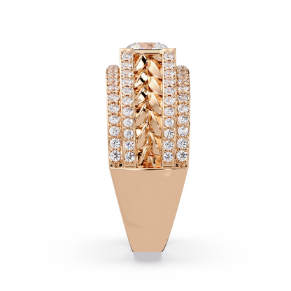 Round Lab grown Diamond Center Wide Band Ring - HIGHCARAT DIAMONDS