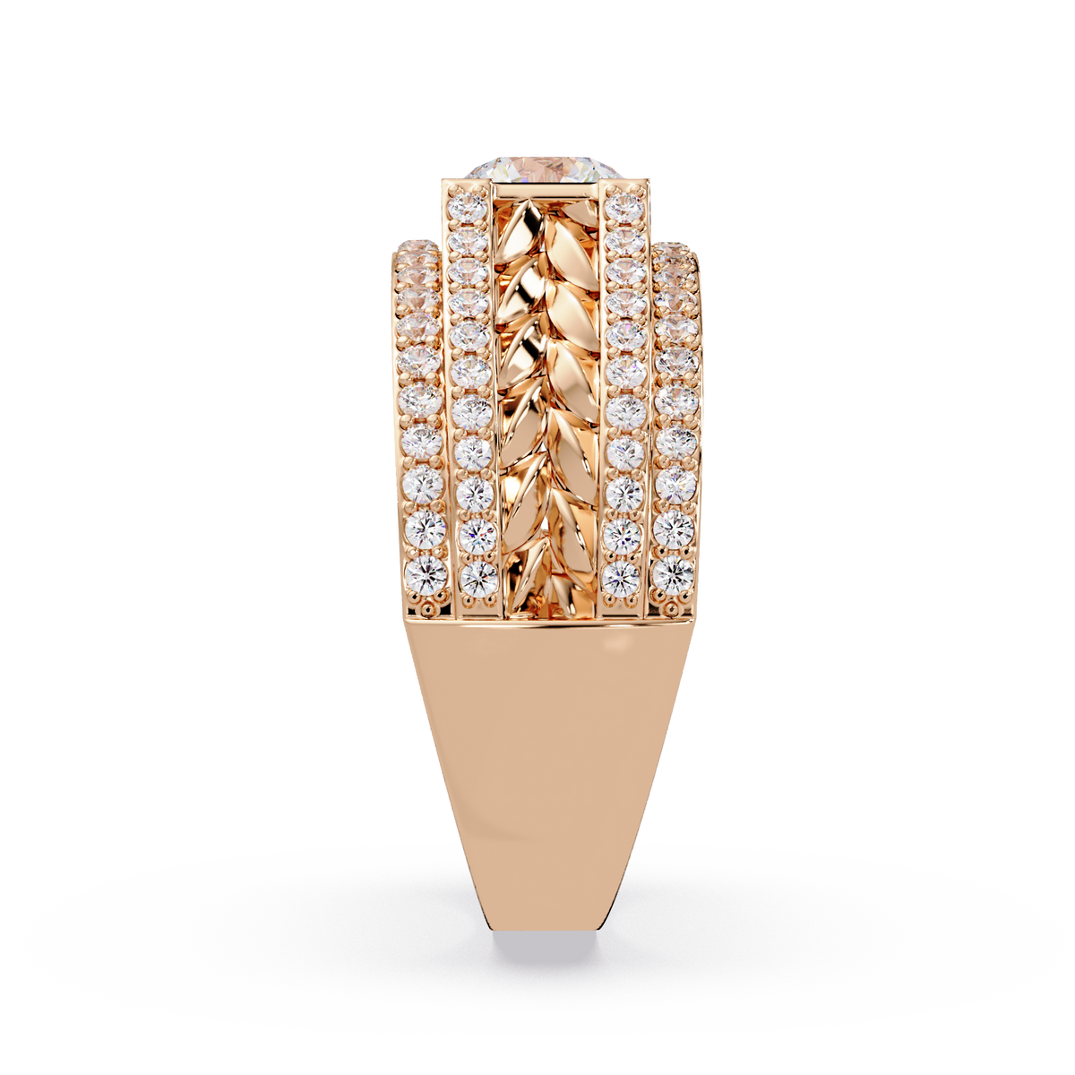 Round Lab grown Diamond Center Wide Band Ring - HIGHCARAT DIAMONDS