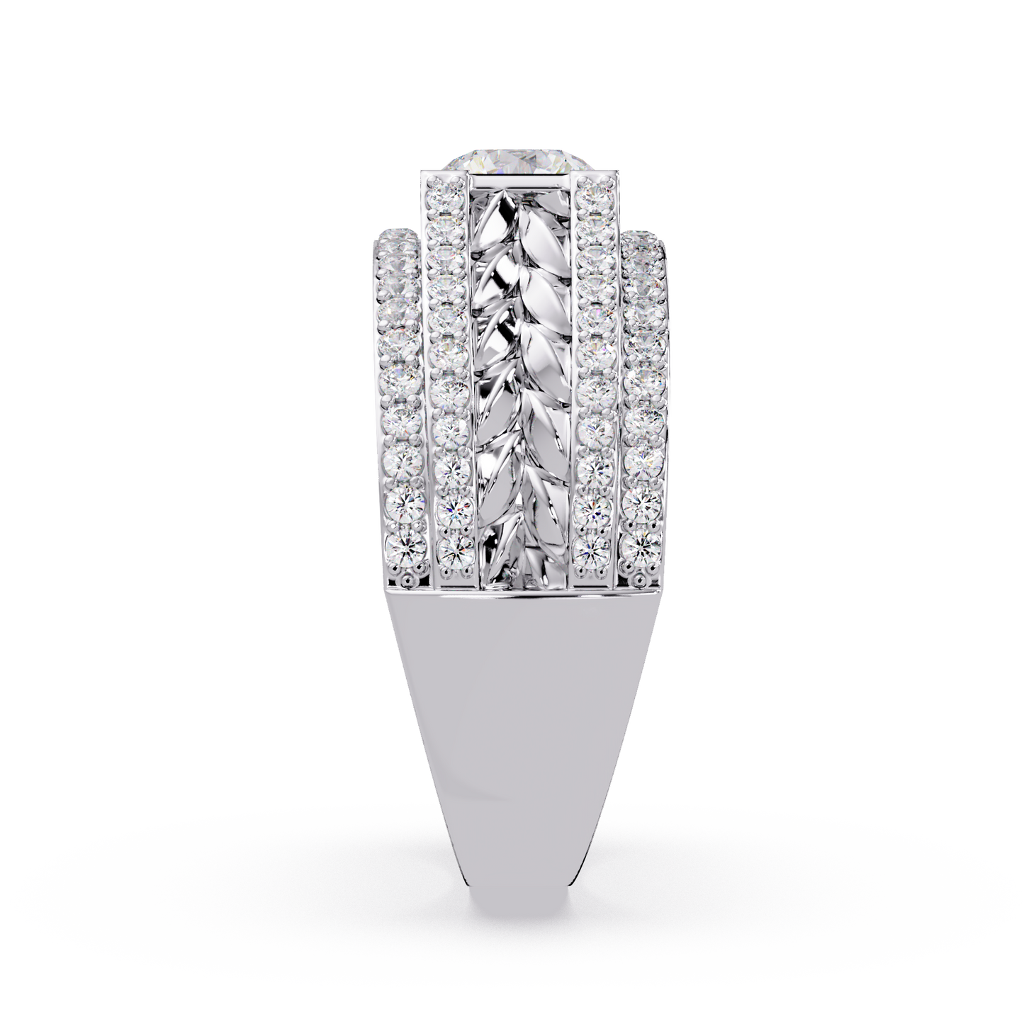 Round Lab grown Diamond Center Wide Band Ring - HIGHCARAT DIAMONDS