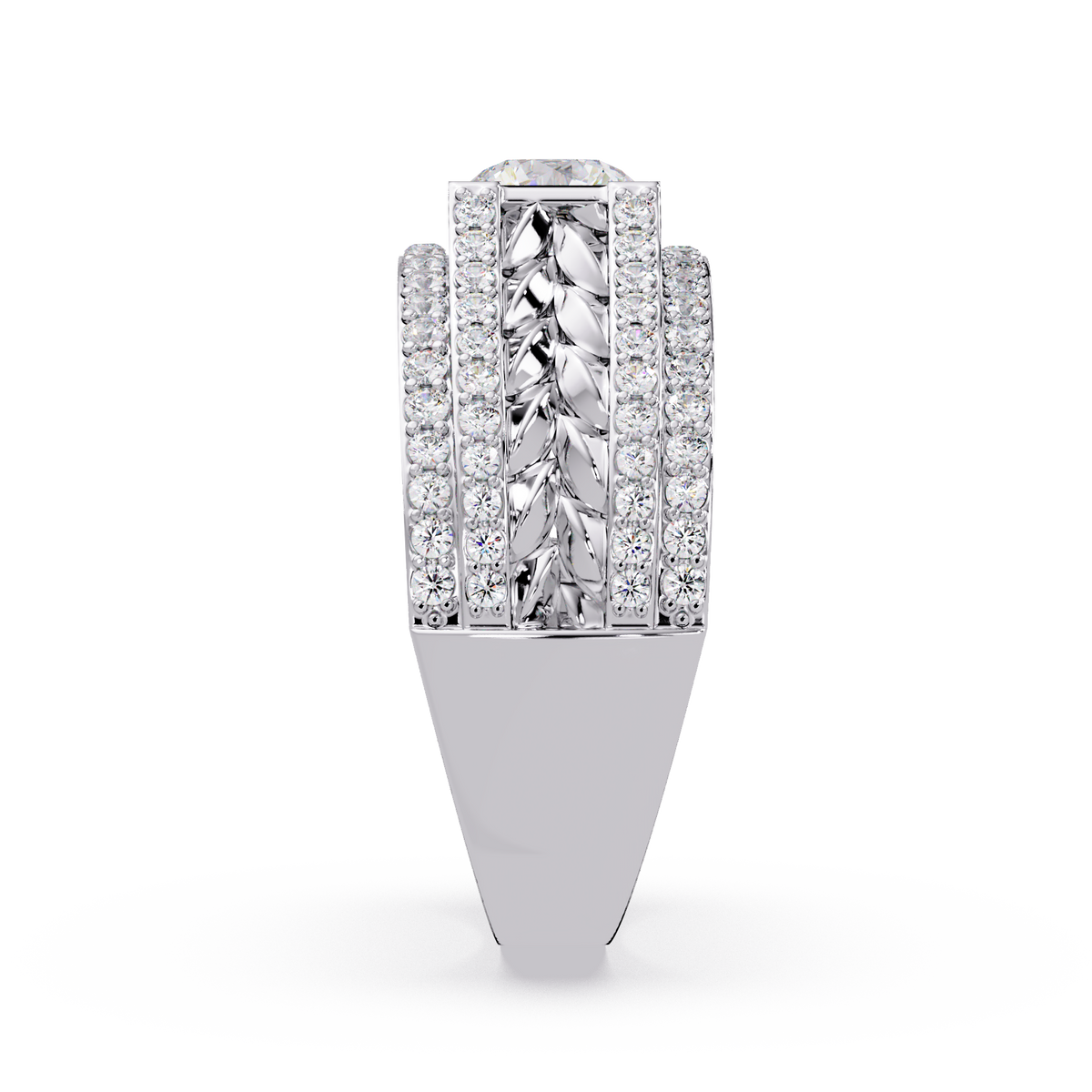 Round Lab grown Diamond Center Wide Band Ring - HIGHCARAT DIAMONDS