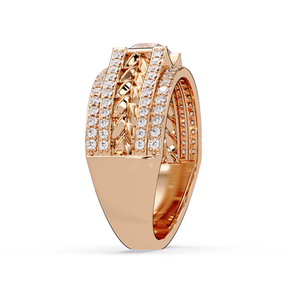 Round Lab grown Diamond Center Wide Band Ring - HIGHCARAT DIAMONDS