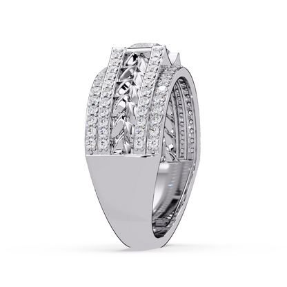 Round Lab grown Diamond Center Wide Band Ring - HIGHCARAT DIAMONDS