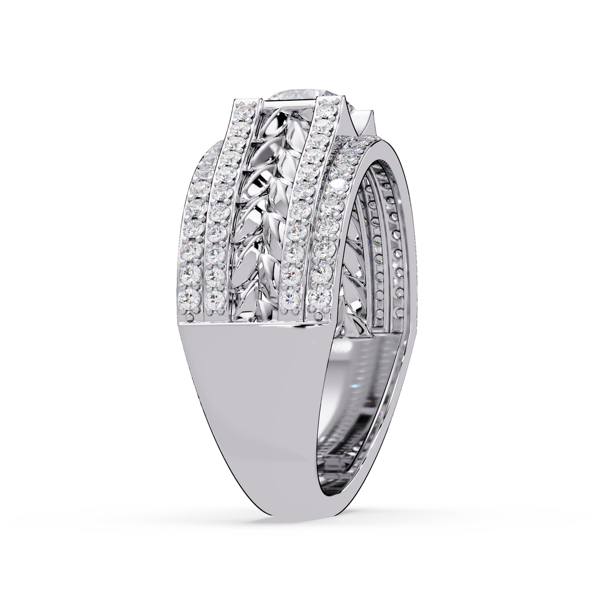 Round Lab grown Diamond Center Wide Band Ring - HIGHCARAT DIAMONDS