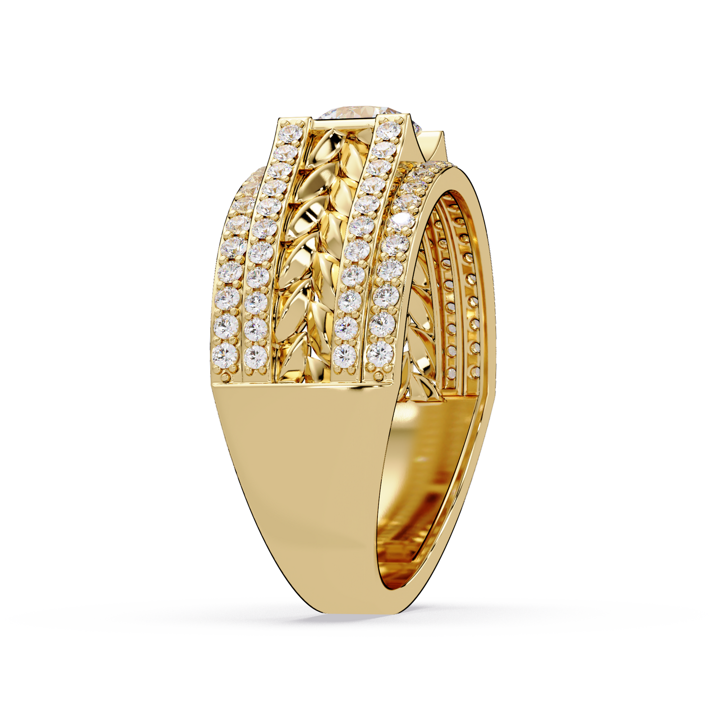 Round Lab grown Diamond Center Wide Band Ring - HIGHCARAT DIAMONDS