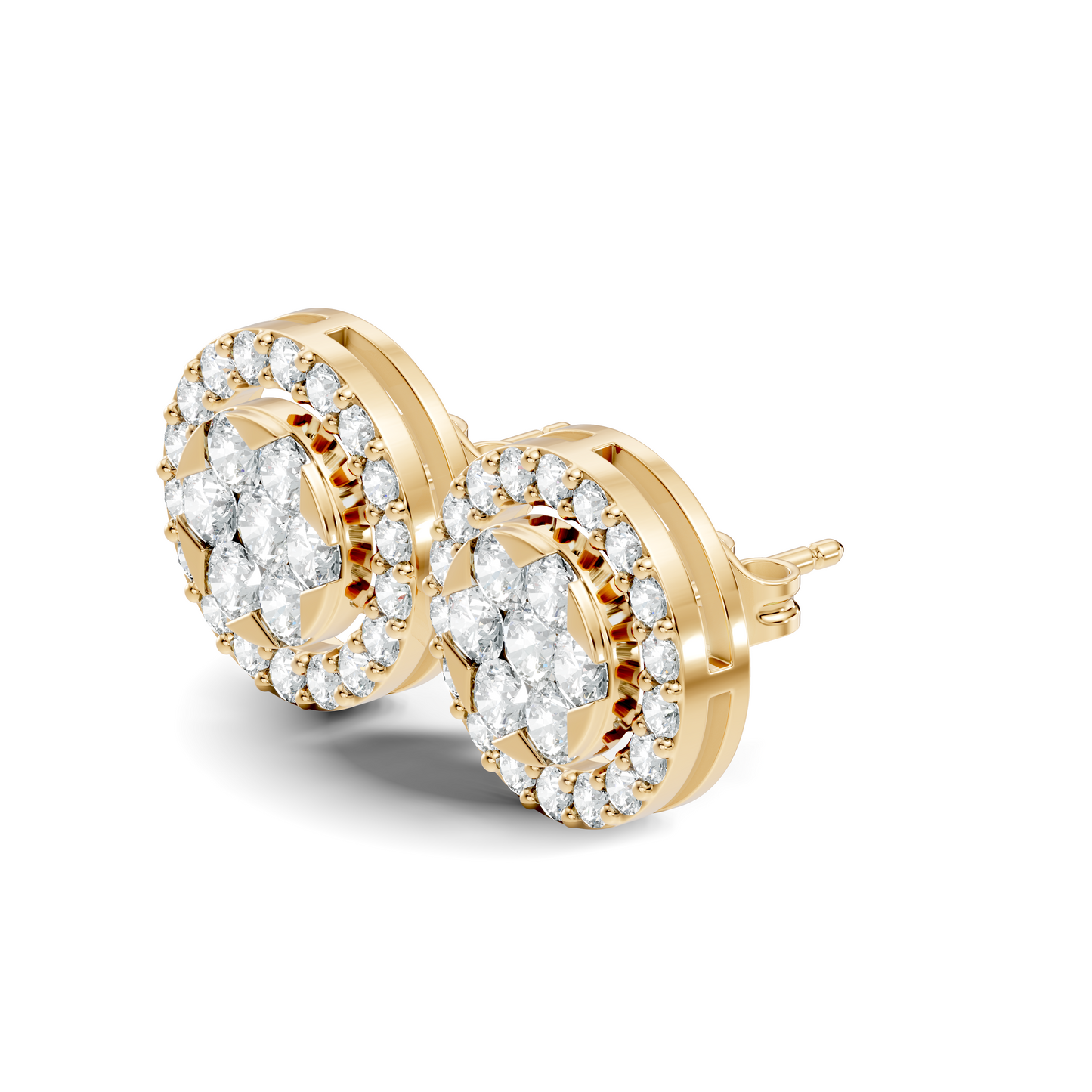 Elegant Tringle Diamond Stud 10k Solid Gold Wedding Wear Diamond Earrings For Her - HIGHCARAT DIAMONDS