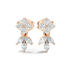 Marquise And Round Shape 10k Solid White Gold Elegance Vintage Classic Diamond Earrings For Women - HIGHCARAT DIAMONDS