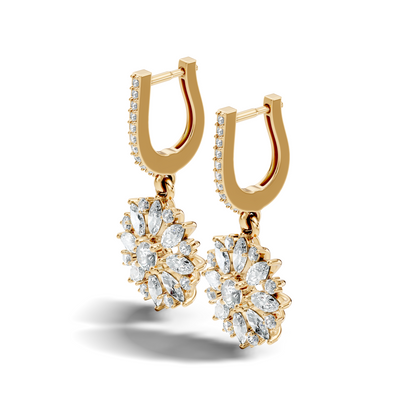 Round & Marquise Shape 2.14 Ct Lab Grown & Natural Diamond Staking Sparkling Diamond Earrings - HIGHCARAT DIAMONDS
