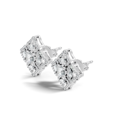 Women's Vintage Round Cluster Lab-Grown Diamond Stud Earrings Colorless Sparkle - HIGHCARAT DIAMONDS
