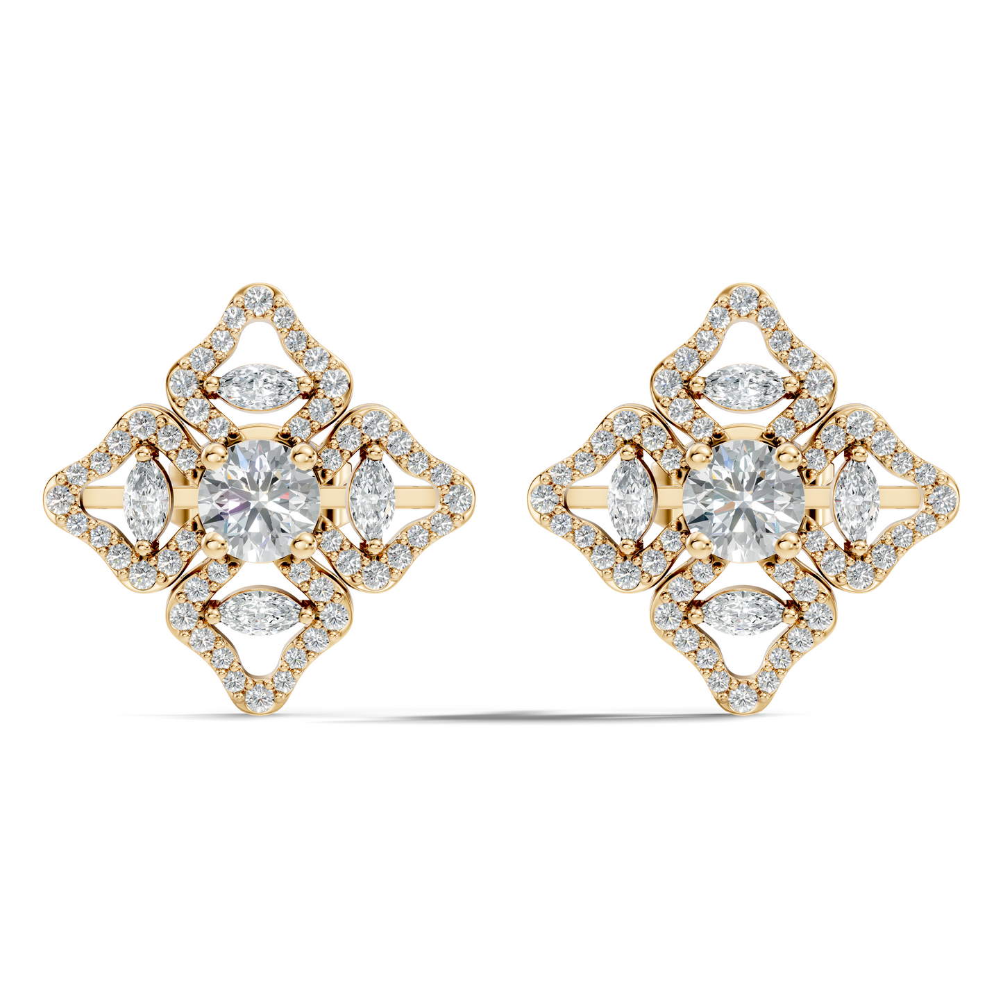 Women's Vintage Round Cluster Lab-Grown Diamond Stud Earrings Colorless Sparkle - HIGHCARAT DIAMONDS