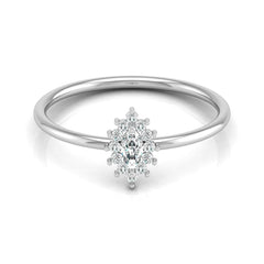 Vintage inspired Round And Marquise Labgrown Diamond Ring in 14K solid gold - HIGHCARAT DIAMONDS