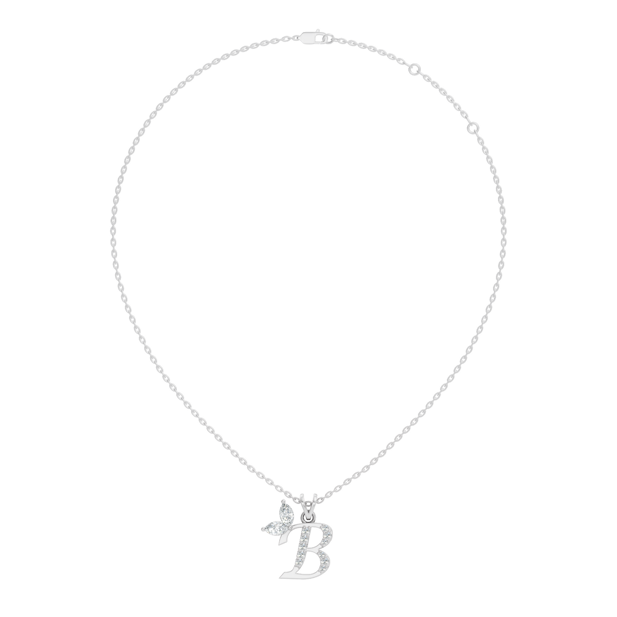 14K Gold Unisex Pendant with Round & Marquise Cut Diamonds Alphabet B Inspired Jewelry - HIGHCARAT DIAMONDS