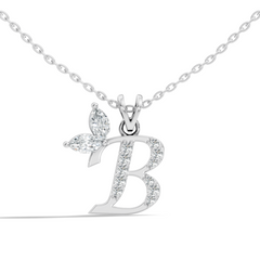 14K Gold Unisex Pendant with Round & Marquise Cut Diamonds Alphabet B Inspired Jewelry - HIGHCARAT DIAMONDS