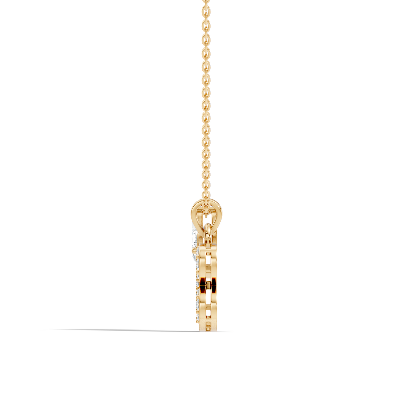 14K Gold Unisex Pendant with Round & Marquise Cut Diamonds Alphabet B Inspired Jewelry - HIGHCARAT DIAMONDS