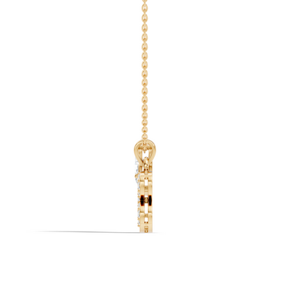14K Gold Unisex Pendant with Round & Marquise Cut Diamonds Alphabet B Inspired Jewelry - HIGHCARAT DIAMONDS