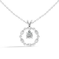 Round Lab-Grown Diamond Circle Pendant For Her Cushion & Marquise Design In 14K Gold - HIGHCARAT DIAMONDS