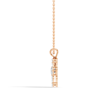 Round Lab-Grown Diamond Circle Pendant For Her Cushion & Marquise Design In 14K Gold - HIGHCARAT DIAMONDS