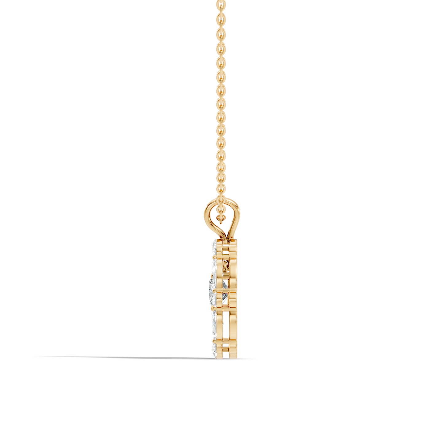 Round Lab-Grown Diamond Circle Pendant For Her Cushion & Marquise Design In 14K Gold - HIGHCARAT DIAMONDS