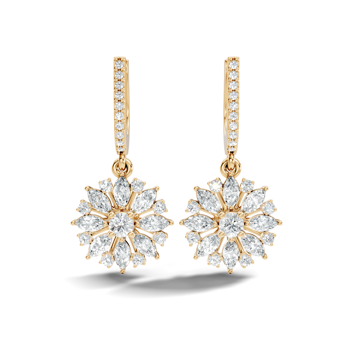Round & Marquise Shape 2.14 Ct Lab Grown & Natural Diamond Staking Sparkling Diamond Earrings