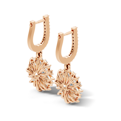 Round & Marquise Shape 2.14 Ct Lab Grown & Natural Diamond Staking Sparkling Diamond Earrings