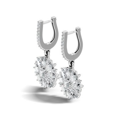 Round & Marquise Shape 2.14 Ct Lab Grown & Natural Diamond Staking Sparkling Diamond Earrings