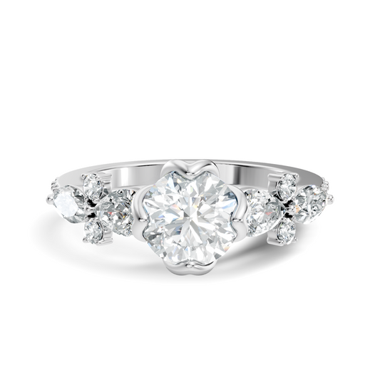 Round, Marquise and Pear Cut 1.80Ct Lab Grown Diamond Unique Delicate Prong Set Dainty Ring For Women's