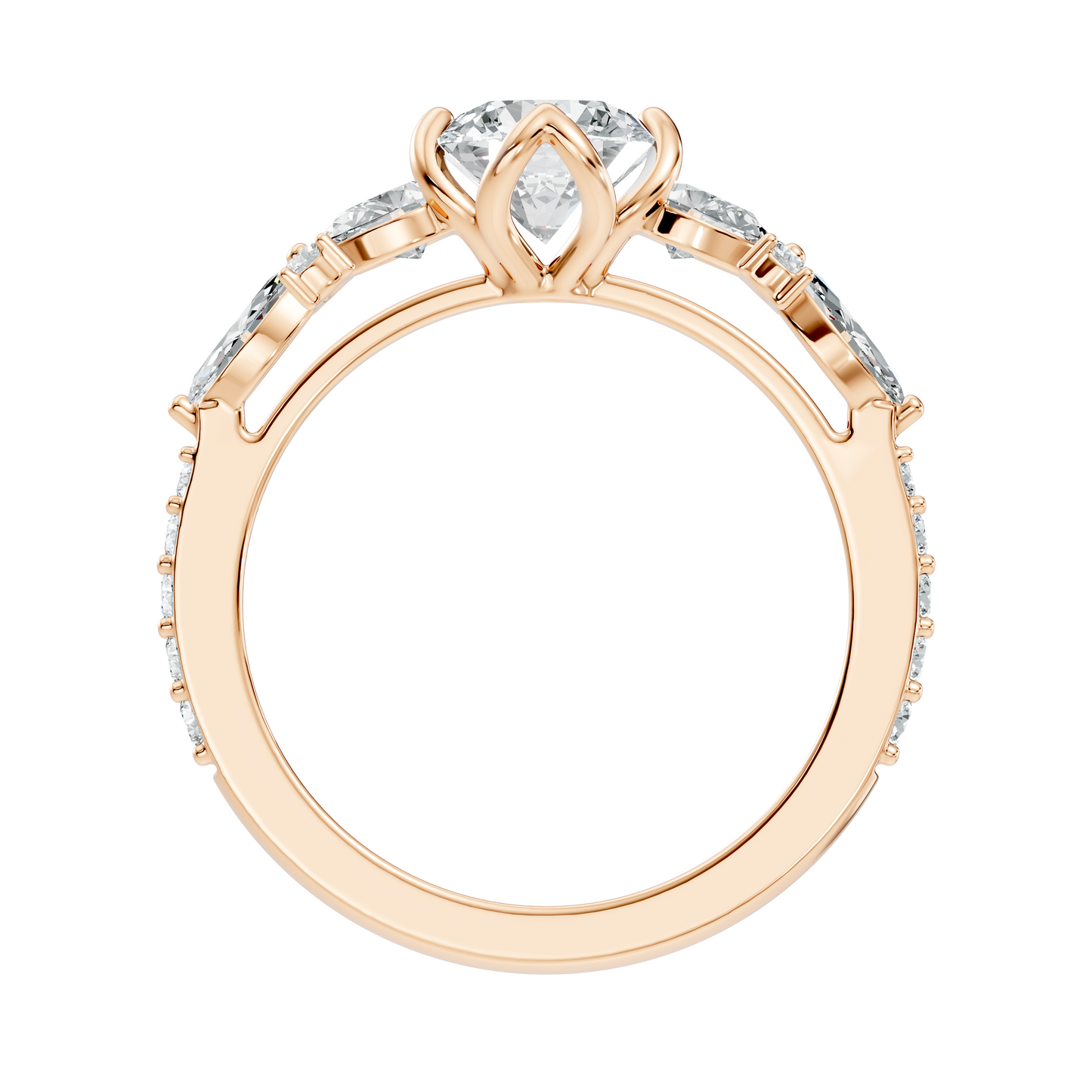 Round, Marquise and Pear Cut 1.80Ct Lab Grown Diamond Unique Delicate Prong Set Dainty Ring For Women's