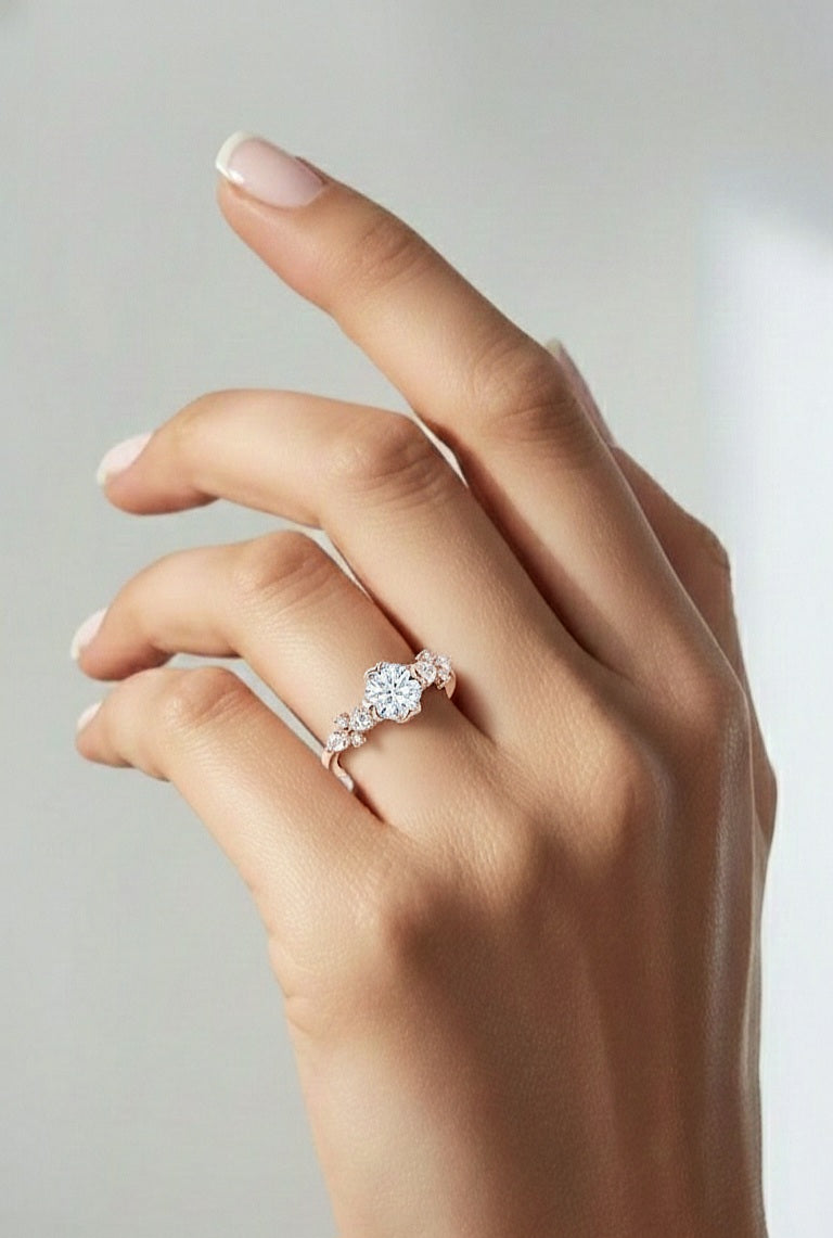 Round, Marquise and Pear Cut 1.80Ct Lab Grown Diamond Unique Delicate Prong Set Dainty Ring For Women's